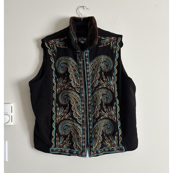 Bob Mackie Wearable Art Womens 1X Plus Size Embroidered Vest Colorful Bright Y2K - Picture 1 of 6
